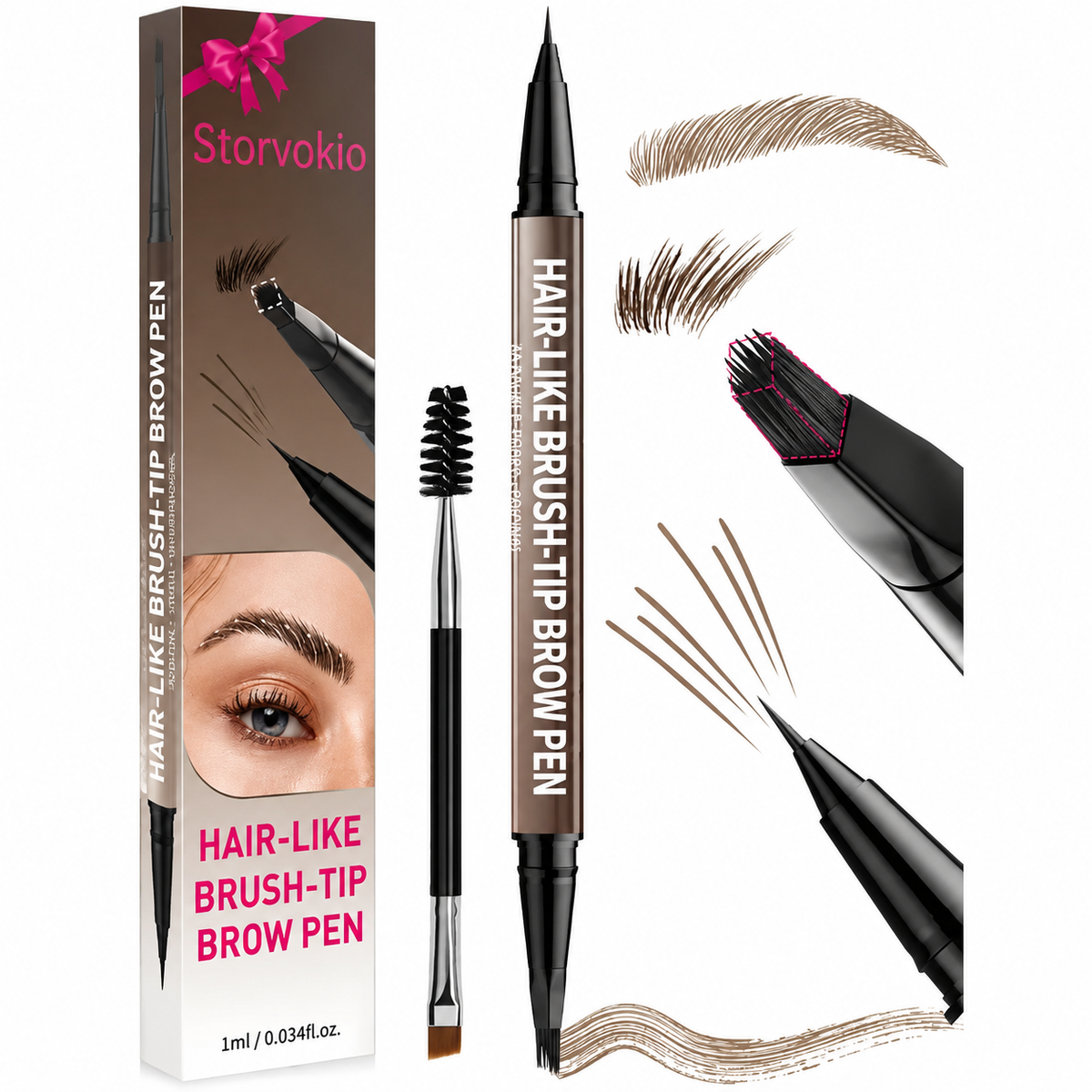 Last Day Buy 1 Get 1 Free🔥Storvokio Waterproof Hair-Like Brow Pen – Smudge-Proof, Long-Lasting Natural Eyebrow Pencil