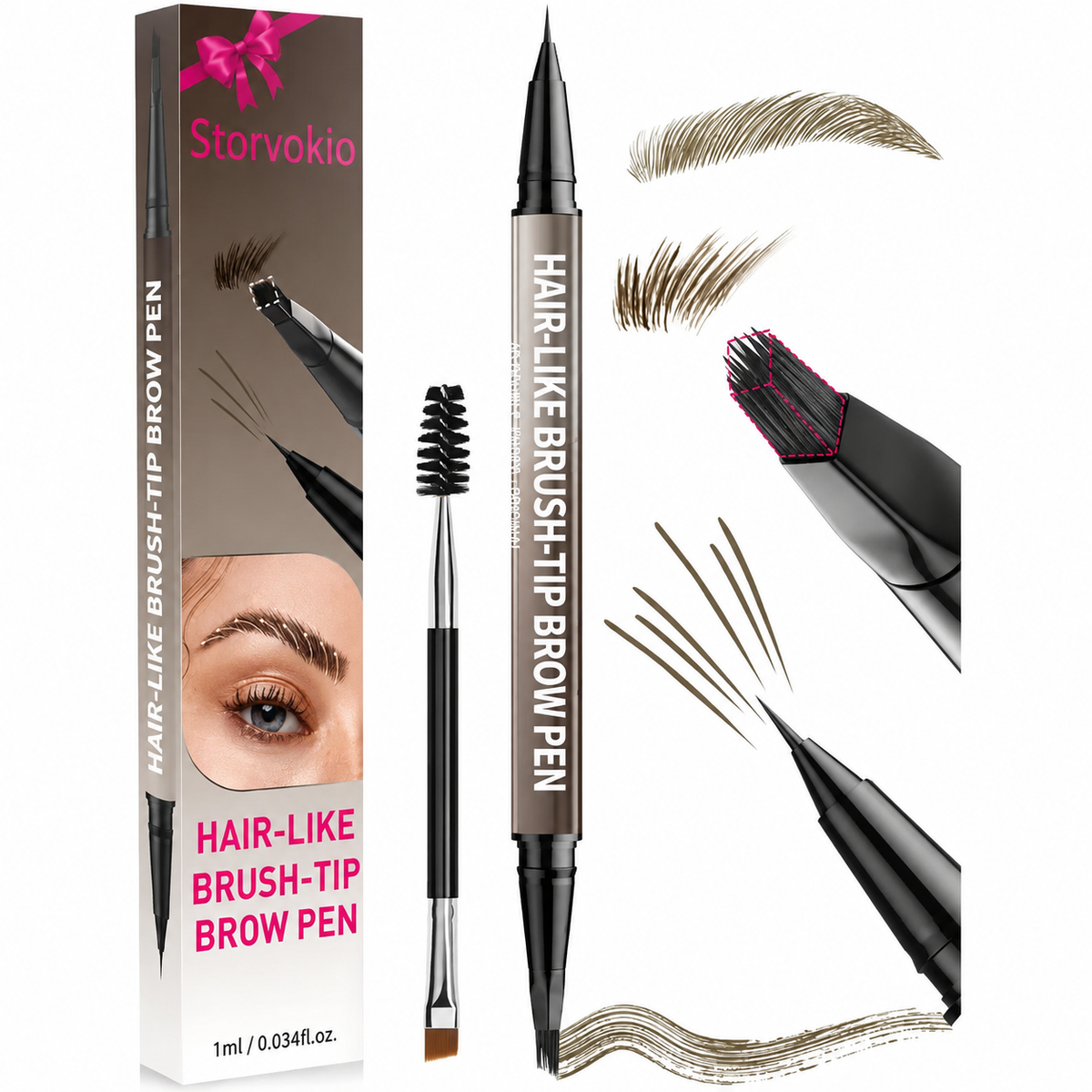 Last Day Buy 1 Get 1 Free🔥Storvokio Waterproof Hair-Like Brow Pen – Smudge-Proof, Long-Lasting Natural Eyebrow Pencil
