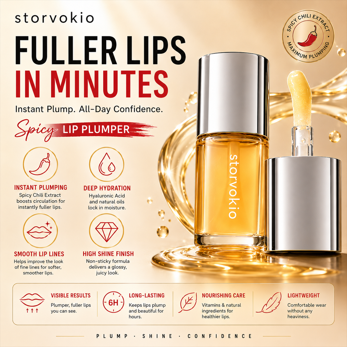 Last Day Buy 1 Get 1 Free🌶️🔥Storvokio  Spicy Lip Plumper | Fuller Lips in Minutes